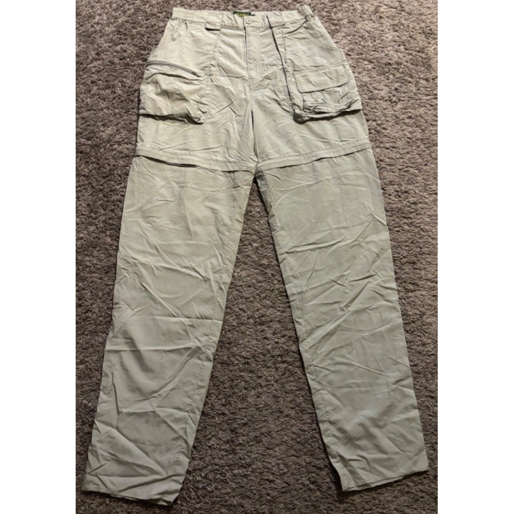 Cabela's Guidewear Men's M Beige Nylon Convertible Cargo Pants Zip Off